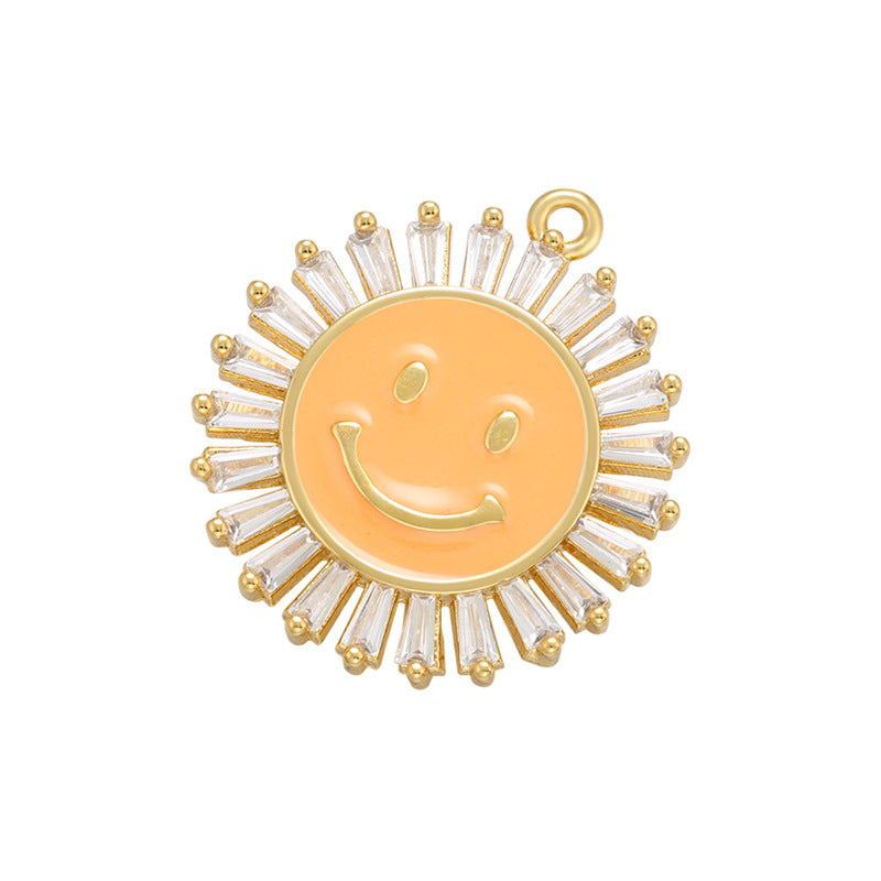 10pcs/lot 22*20mm Gold Plated Colorful Enamel Smile Sun Charms Orange Enamel Charms Charms Beads Beyond