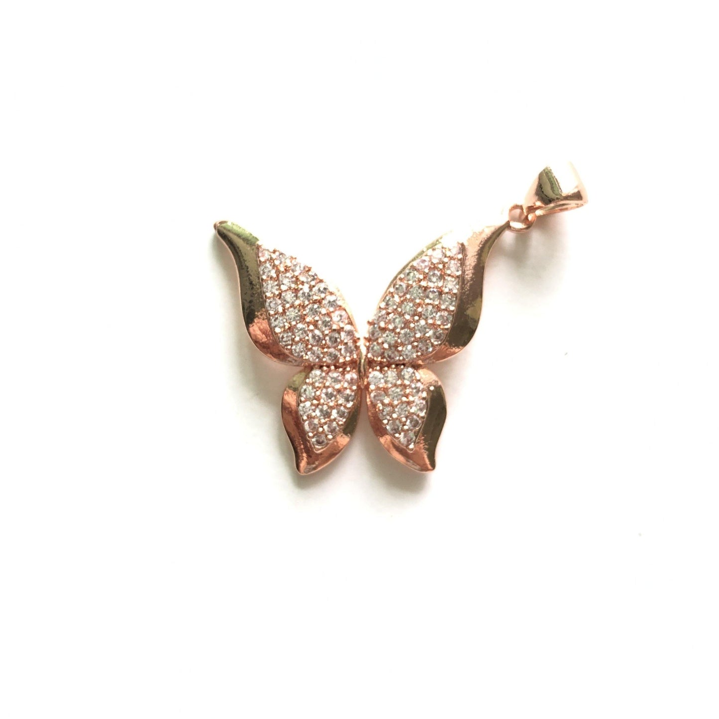 10pcs/lot 27*23mm CZ Paved Butterfly Charms Rose Gold CZ Paved Charms Butterflies Charms Beads Beyond