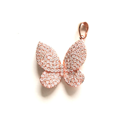 10pcs/lot 24*23.5mm CZ Paved Butterfly Charms Rose Gold CZ Paved Charms Butterflies Charms Beads Beyond