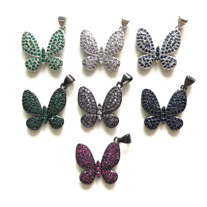 5pcs/lot 20*20mm Multicolor CZ Paved Butterfly Charms CZ Paved Charms Butterflies Colorful Zirconia Charms Beads Beyond