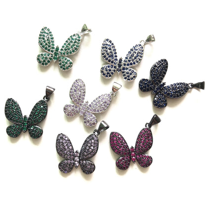 5pcs/lot 20*20mm Multicolor CZ Paved Butterfly Charms CZ Paved Charms Butterflies Colorful Zirconia Charms Beads Beyond