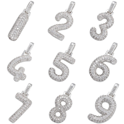 10pcs/lot 29.5*12mm CZ Paved Number Charms- Gold & Silver 10 Silver Numbers CZ Paved Charms Initials & Numbers Charms Beads Beyond