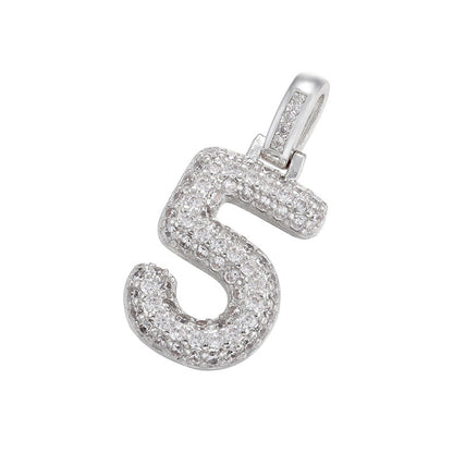 10pcs/lot 29.5*12mm CZ Paved Number Charms- Gold & Silver CZ Paved Charms Initials & Numbers Charms Beads Beyond