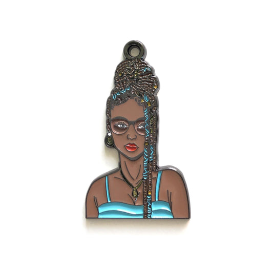 10pcs/lot Afro Black Girl Charms Enamel Afro Charms On Sale Charms Beads Beyond