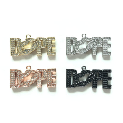 10pcs/lot 30.5*15mm CZ Paved Lip Dope Word Charms CZ Paved Charms On Sale Words & Quotes Charms Beads Beyond