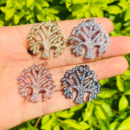 10pcs/lot 23*23mm CZ Paved Tree of Life Charms Mix Colors CZ Paved Charms Charms Beads Beyond