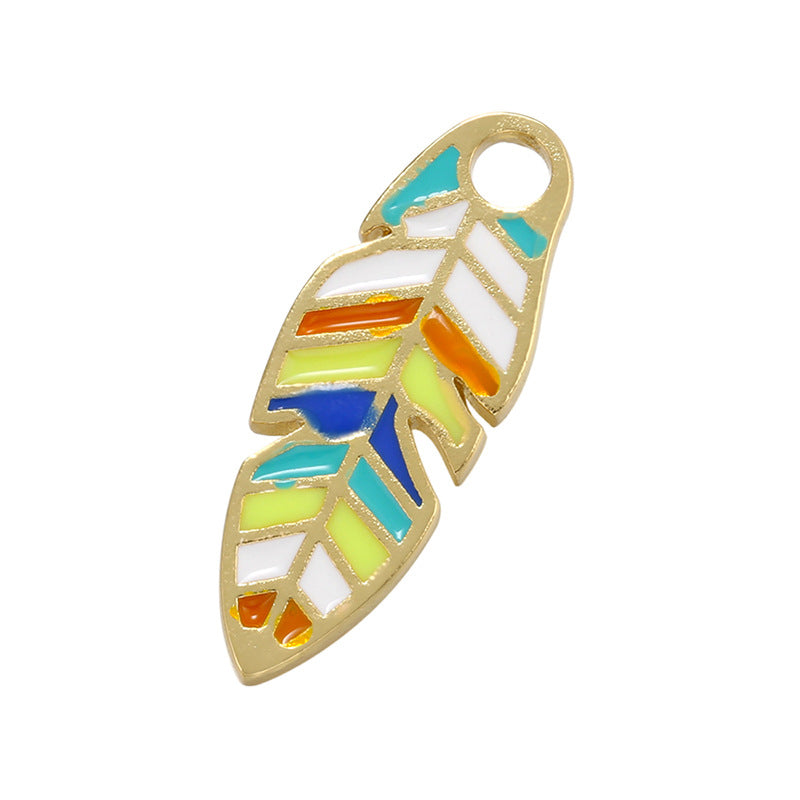 10pcs/lot 23.5*9mm Gold Plated Colorful Enamel Leaf Charm Colorful Enamel Charms Charms Beads Beyond
