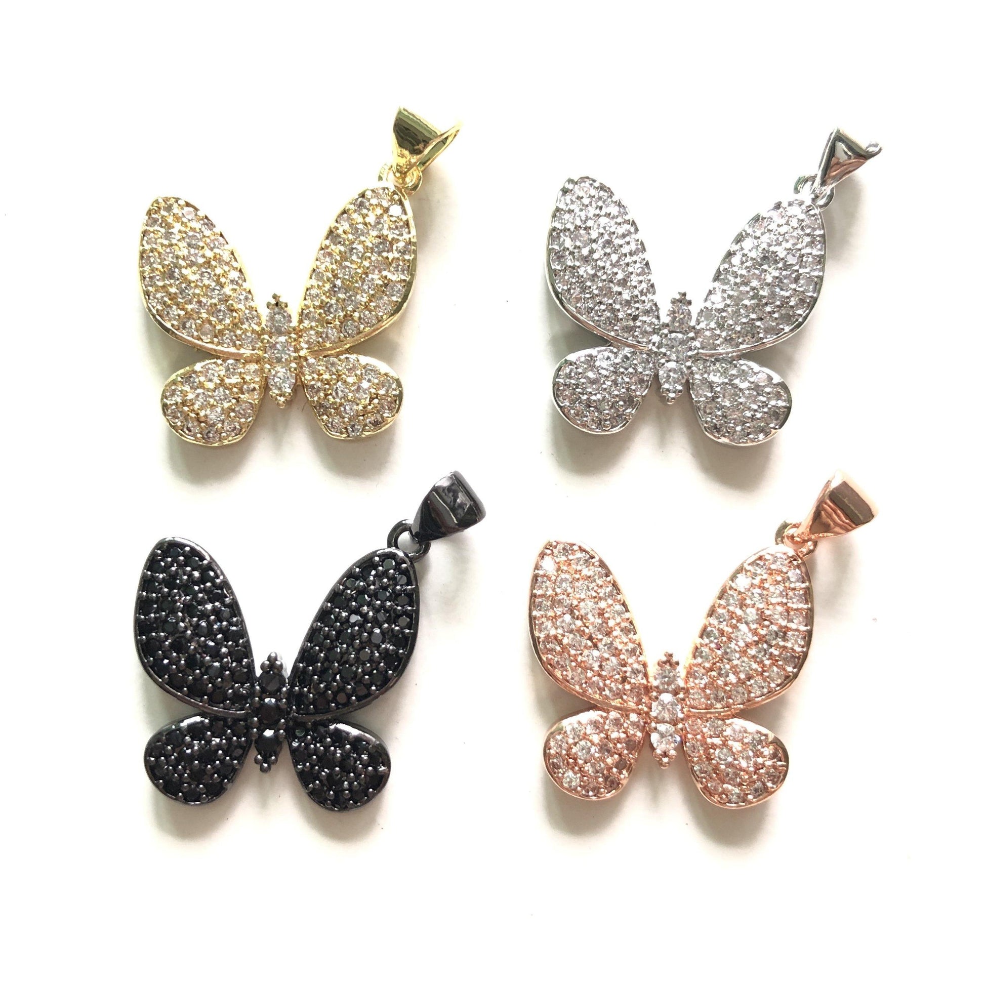 10pcs/lot 20*20mm CZ Paved Butterfly Charms CZ Paved Charms Butterflies Charms Beads Beyond