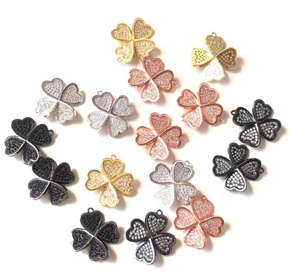 10pcs/lot 18mm CZ Paved Flower Charms CZ Paved Charms Flowers Charms Beads Beyond