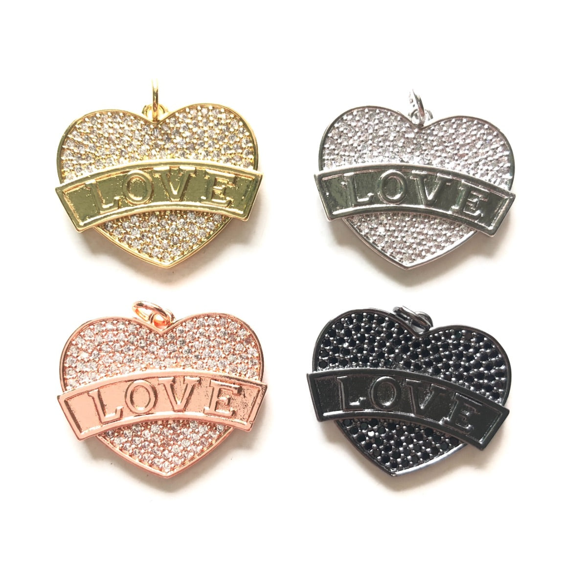 10pcs/lot 24.8*20mm CZ Paved Love Heart Charms CZ Paved Charms Hearts Love Letters Charms Beads Beyond