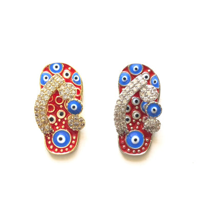 5-10pcs/lot 24*12mm CZ Paved Enamel Evil Eye Slipper Shoe Charms CZ Paved Charms Fashion Charms Beads Beyond