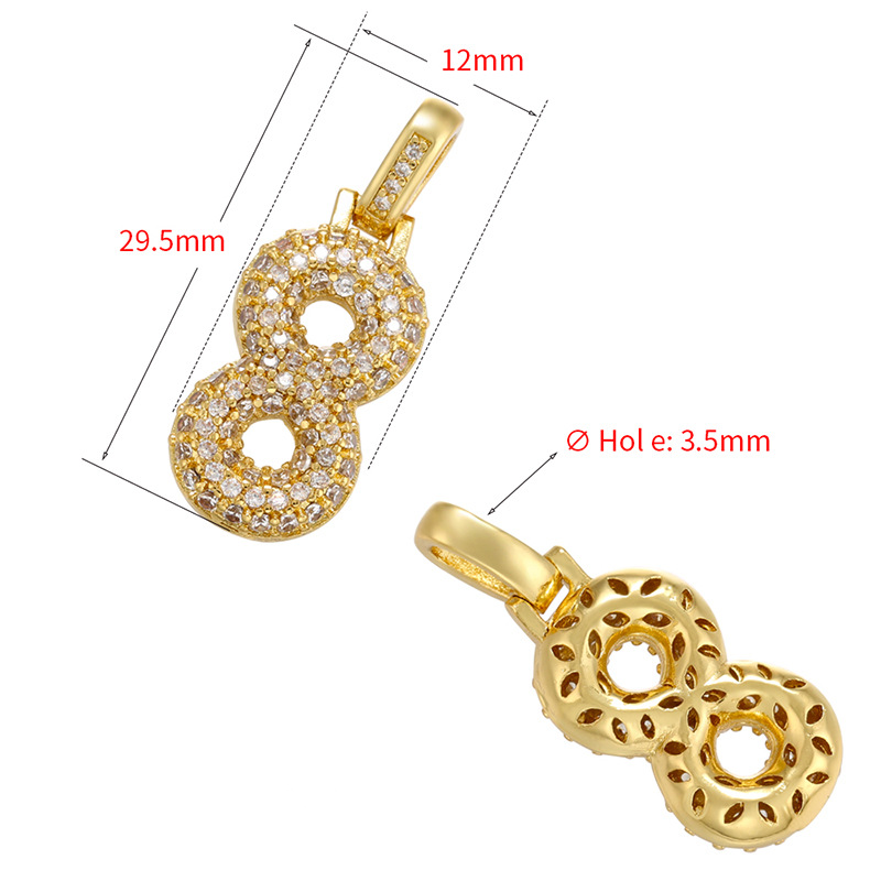 10pcs/lot 29.5*12mm CZ Paved Number Charms- Gold & Silver CZ Paved Charms Initials & Numbers Charms Beads Beyond