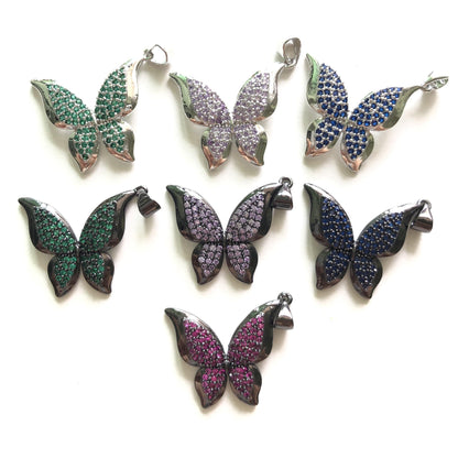 5pcs/lot 27*23mm Multicolor CZ Paved Butterfly Charms CZ Paved Charms Butterflies Colorful Zirconia Charms Beads Beyond