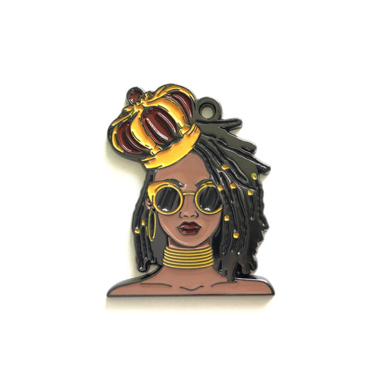 10pcs/lot Afro Queen Black Girl Charms Enamel Afro Charms On Sale Charms Beads Beyond