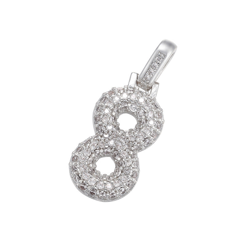 10pcs/lot 29.5*12mm CZ Paved Number Charms- Gold & Silver CZ Paved Charms Initials & Numbers Charms Beads Beyond