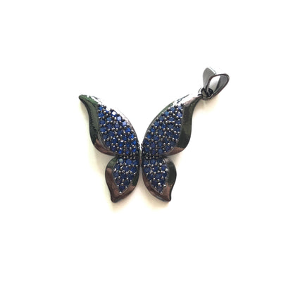 5pcs/lot 27*23mm Multicolor CZ Paved Butterfly Charms Blue on Black CZ Paved Charms Butterflies Colorful Zirconia Charms Beads Beyond