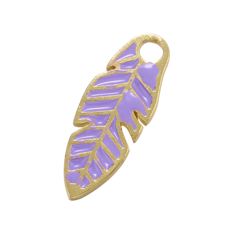 10pcs/lot 23.5*9mm Gold Plated Colorful Enamel Leaf Charm Purple Enamel Charms Charms Beads Beyond