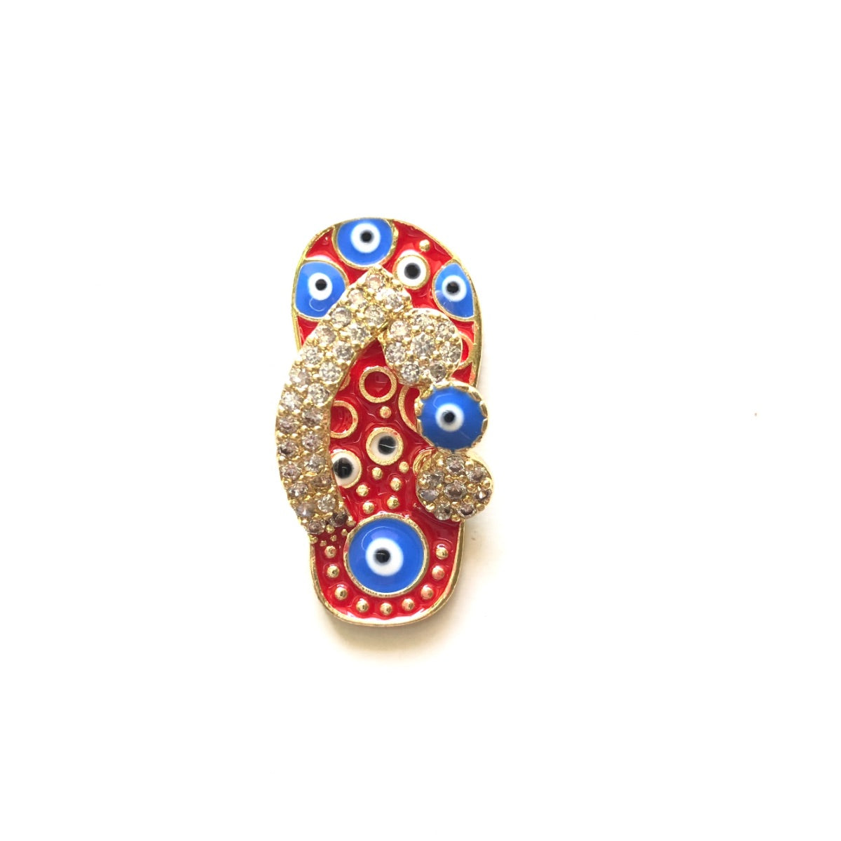 5-10pcs/lot 24*12mm CZ Paved Enamel Evil Eye Slipper Shoe Charms Gold CZ Paved Charms Fashion Charms Beads Beyond