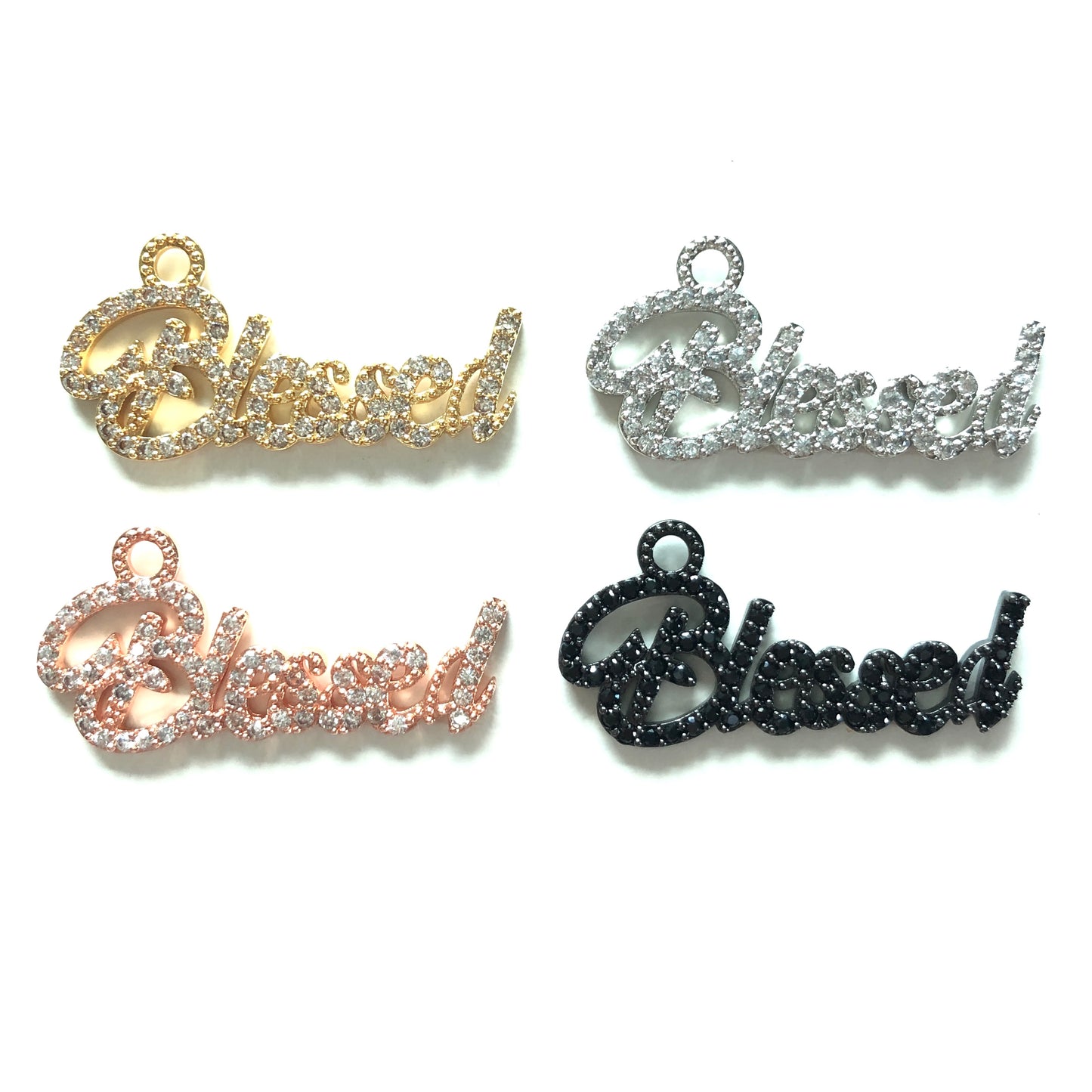 10pcs/lot 35.5*17.3mm CZ Paved Blessed Charms CZ Paved Charms Christian Quotes Words & Quotes Charms Beads Beyond