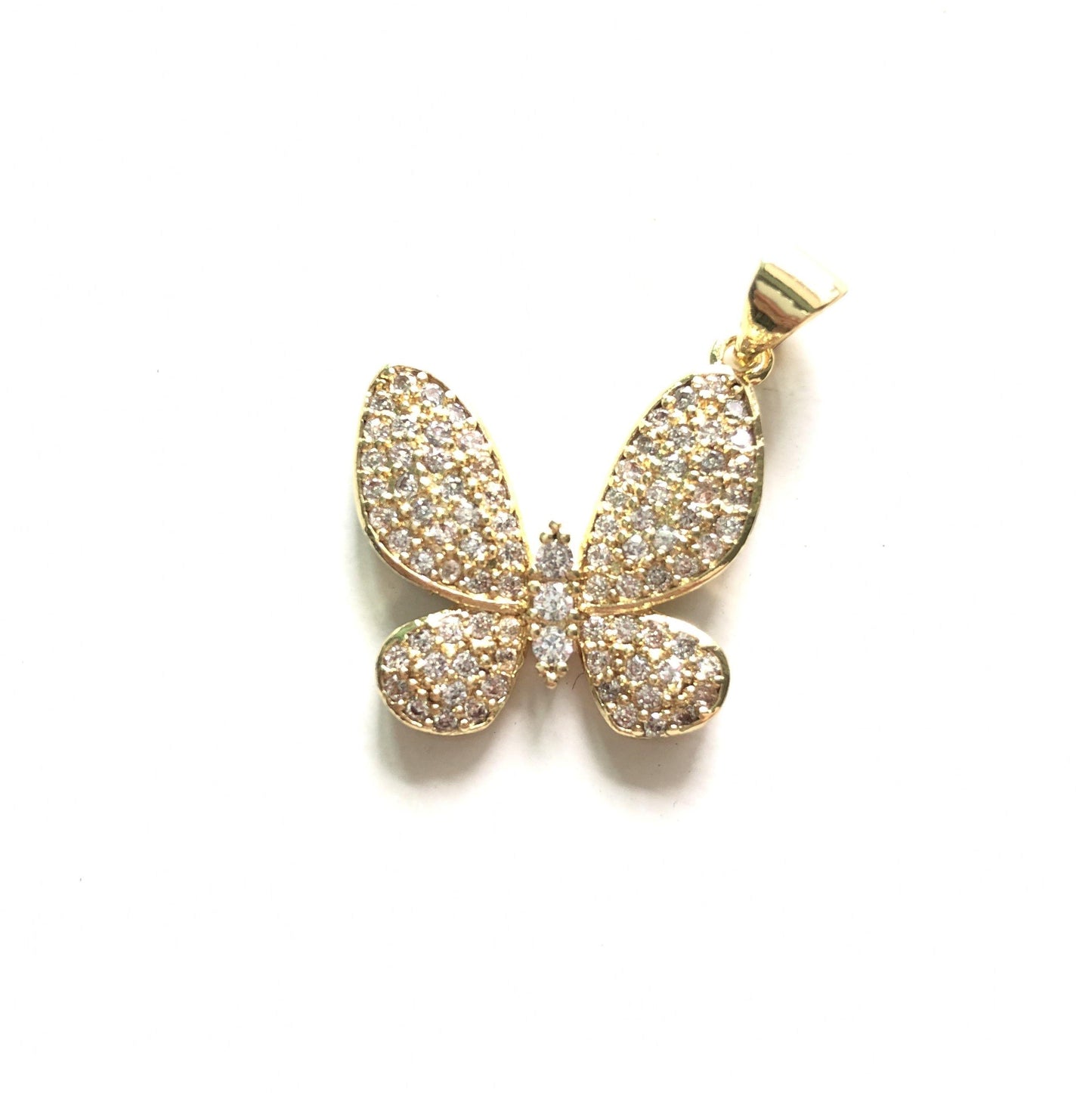 10pcs/lot 20*20mm CZ Paved Butterfly Charms Gold CZ Paved Charms Butterflies Charms Beads Beyond