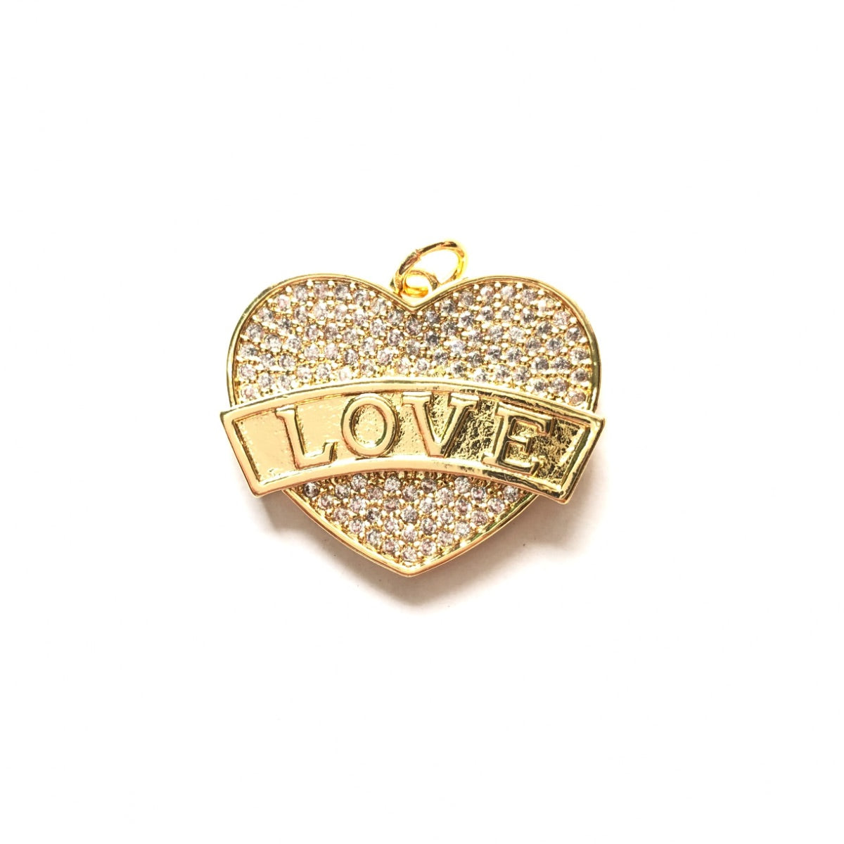 10pcs/lot 24.8*20mm CZ Paved Love Heart Charms Gold CZ Paved Charms Hearts Love Letters Charms Beads Beyond