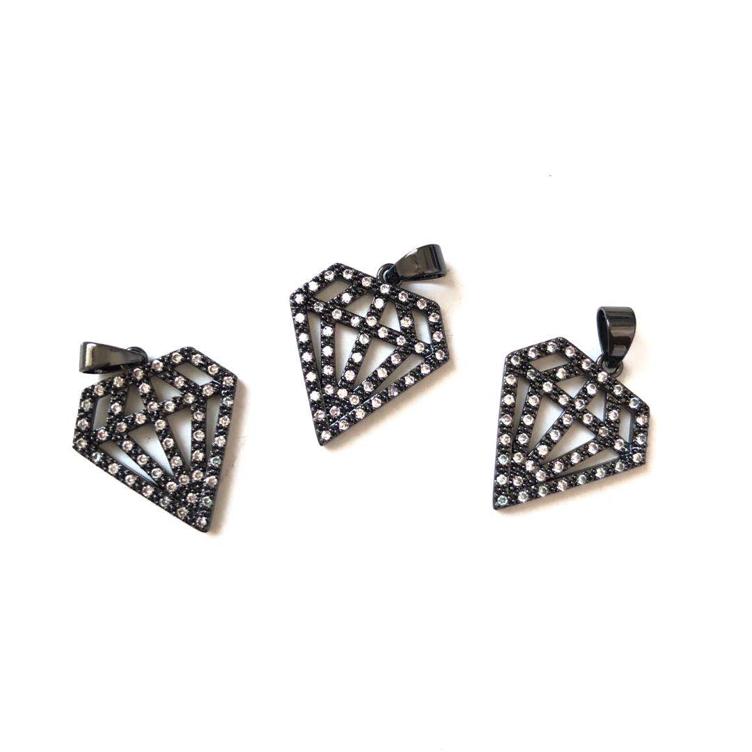 10pcs/lot 23*16.5mm CZ Paved Diamond Charms Black CZ Paved Charms Diamond Charms Beads Beyond