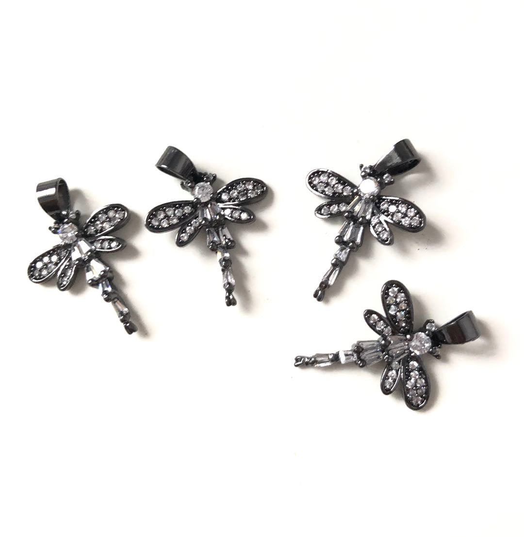 10pcs/lot 20*15.5mm CZ Paved Dragonfly Charms Black CZ Paved Charms Animals & Insects Charms Beads Beyond