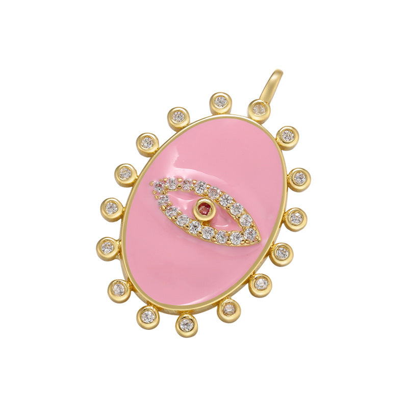 10pcs/lot 26.5*17.5mm Colorful Enamel Evil Eye Charm for Jewelry Making Pink Enamel Charms Charms Beads Beyond