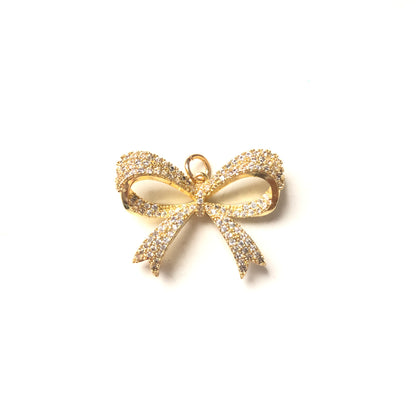 10pcs/lot 28*22mm CZ Paved Bow Tie Charms Gold CZ Paved Charms Bow Ties Charms Beads Beyond