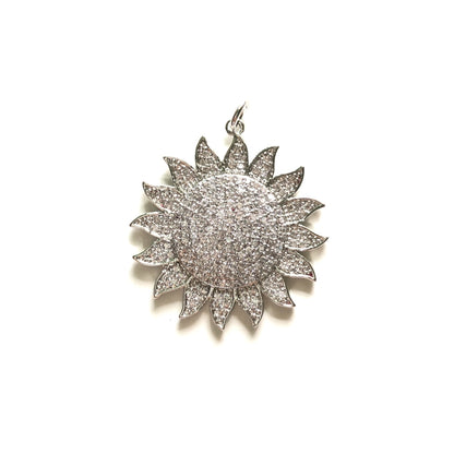 5-10pcs/lot 29mm CZ Paved Sun Charms Silver CZ Paved Charms Large Sizes On Sale Sun Moon Stars Charms Beads Beyond