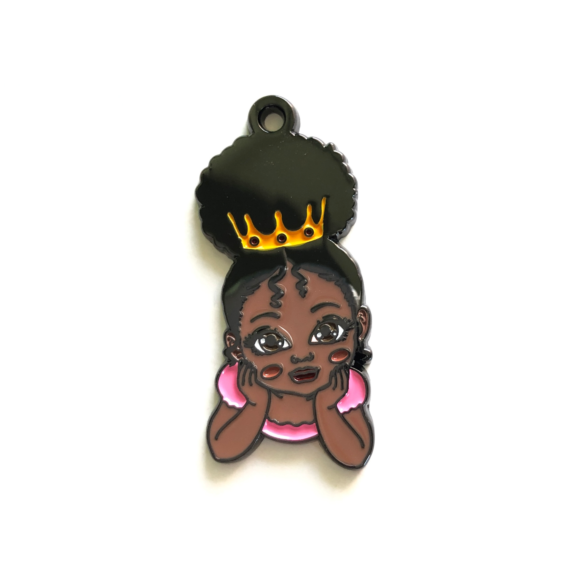 10pcs/lot Cute Little Black Girl Charm Pink Enamel Afro Charms On Sale Charms Beads Beyond