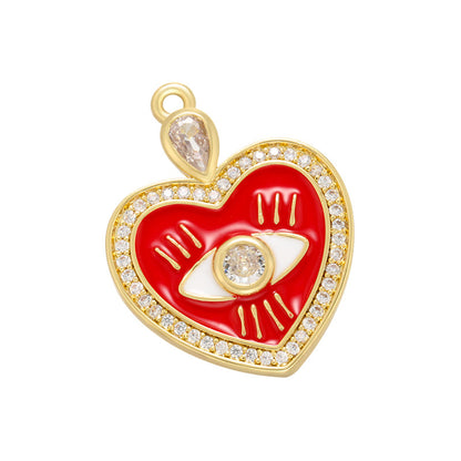 10pcs/lot 26*20mm Enamel Evil Eye Heart Charm for Jewelry Making Red Enamel Charms Charms Beads Beyond