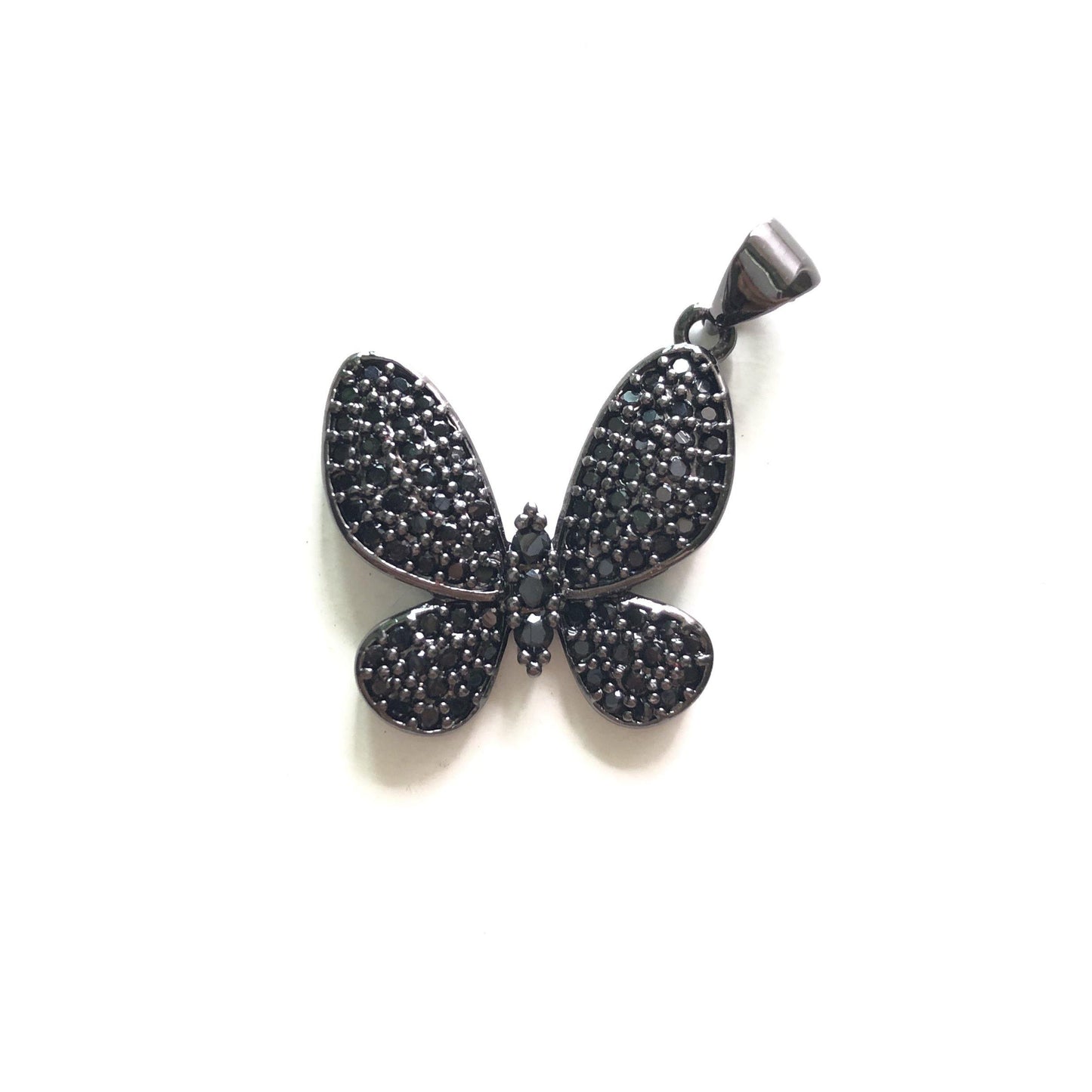 10pcs/lot 20*20mm CZ Paved Butterfly Charms Black on Black CZ Paved Charms Butterflies Charms Beads Beyond