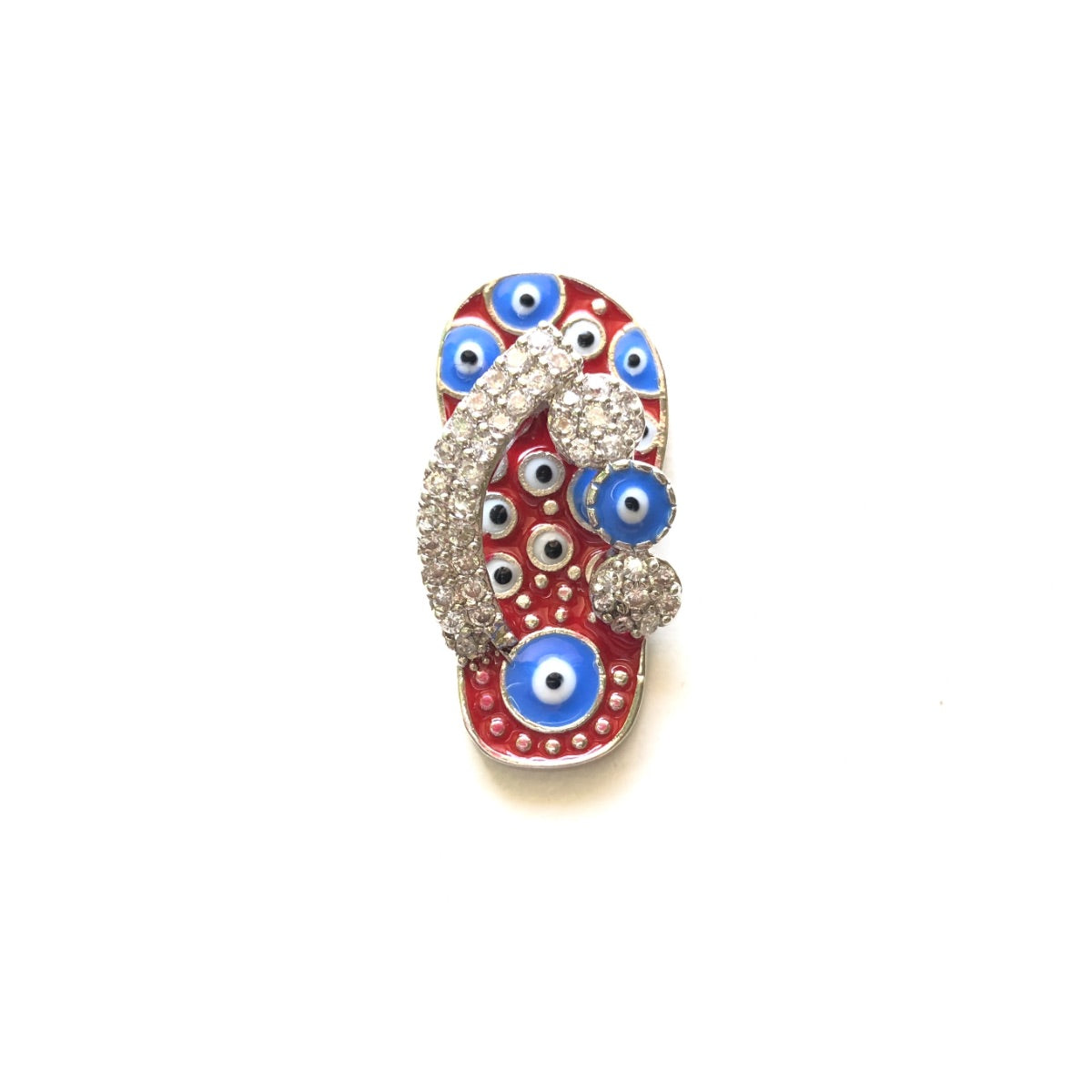 5-10pcs/lot 24*12mm CZ Paved Enamel Evil Eye Slipper Shoe Charms Silver CZ Paved Charms Fashion Charms Beads Beyond