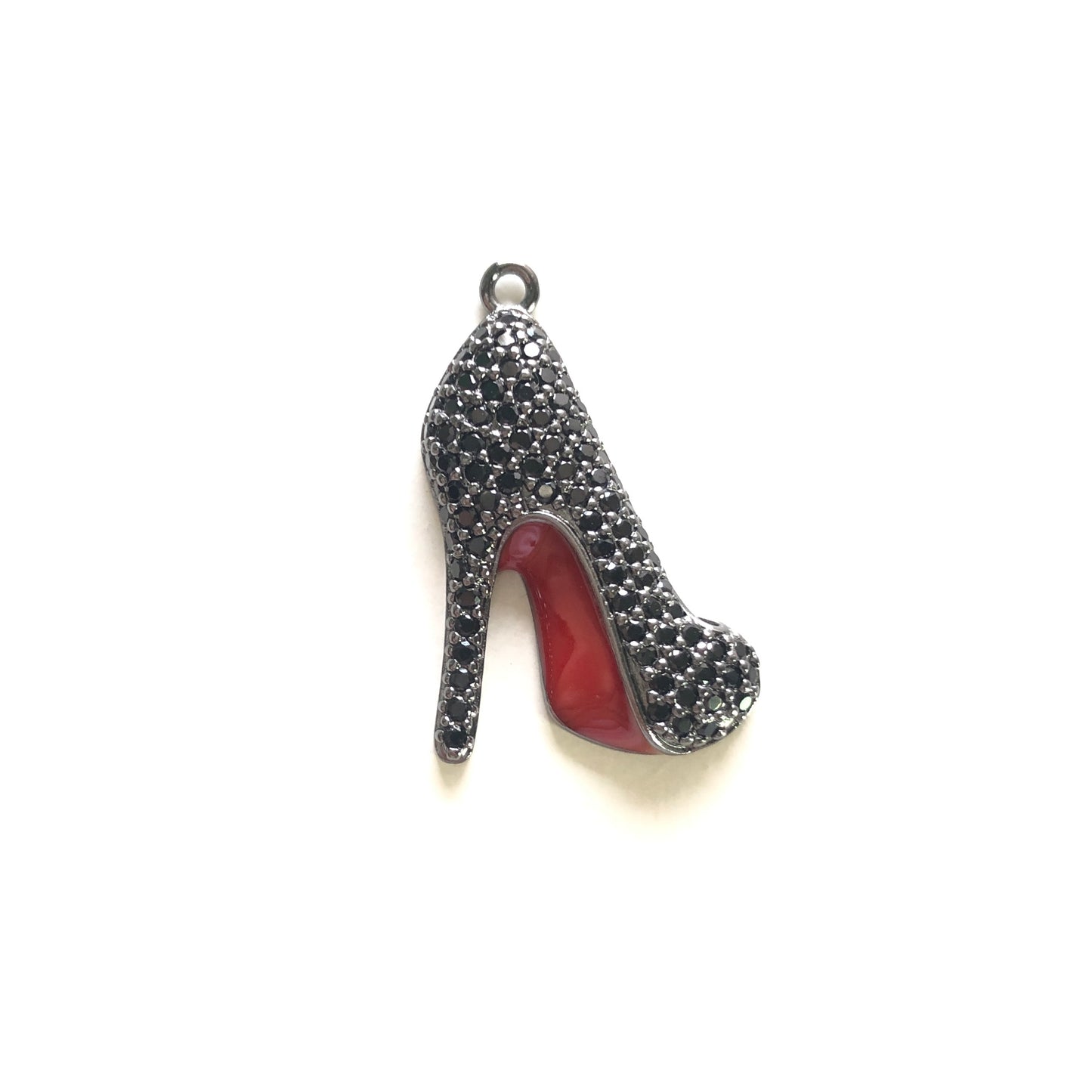 10pcs/lot 30.3*22.5mm CZ Paved Red Bottom High Heel Shoe Charms Black CZ Paved Charms High Heels Charms Beads Beyond