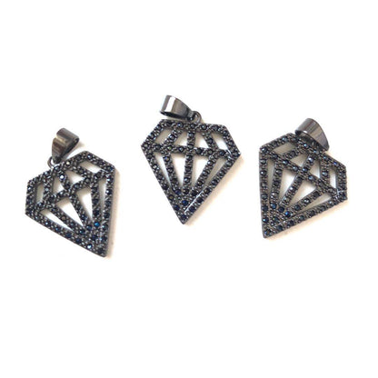 10pcs/lot 23*16.5mm CZ Paved Diamond Charms Black on Black CZ Paved Charms Diamond Charms Beads Beyond