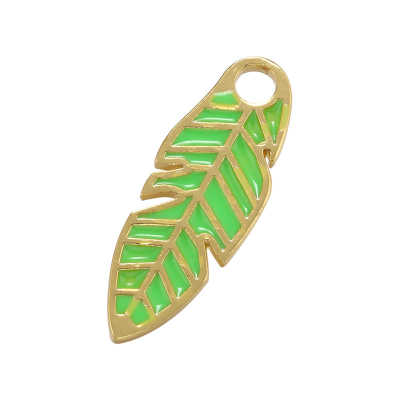 10pcs/lot 23.5*9mm Gold Plated Colorful Enamel Leaf Charm Green Enamel Charms Charms Beads Beyond