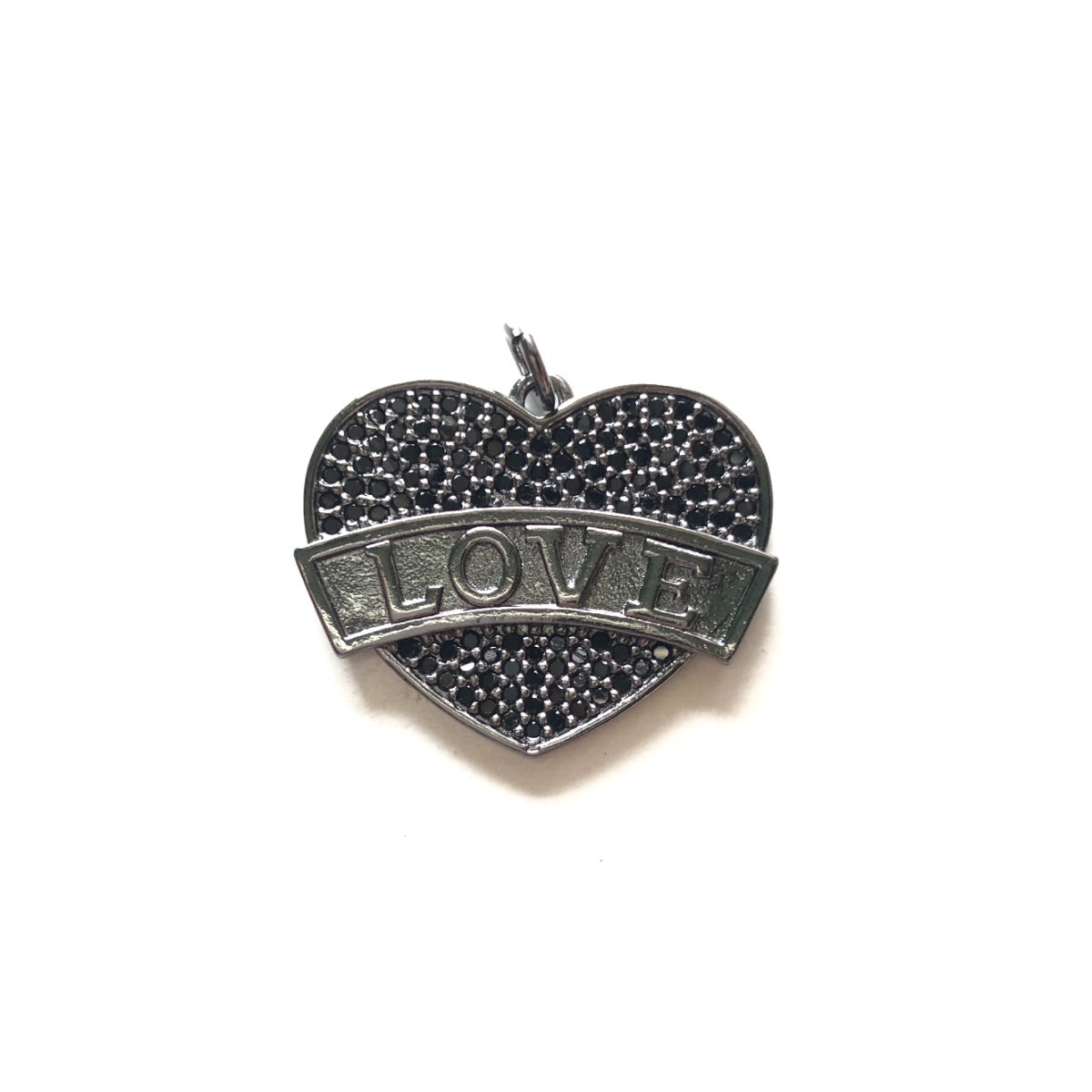 10pcs/lot 24.8*20mm CZ Paved Love Heart Charms Black on Black CZ Paved Charms Hearts Love Letters Charms Beads Beyond