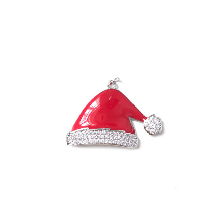 10pcs/lot 34*22mm CZ Paved Santa Hat Charm for Christmas Silver CZ Paved Charms Christmas Charms Beads Beyond