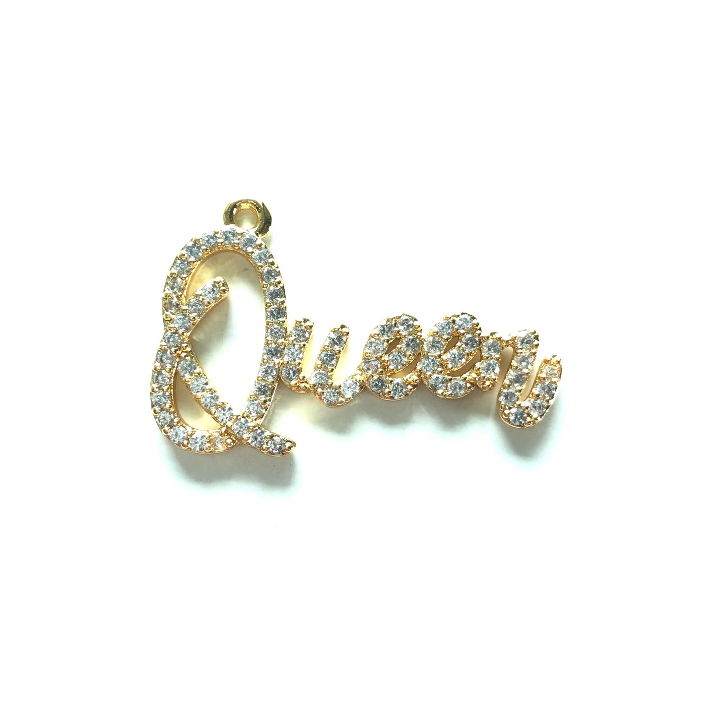 10pcs/lot 34*22.5mm CZ Paved Queen Charms Gold CZ Paved Charms Queen Charms Words & Quotes Charms Beads Beyond