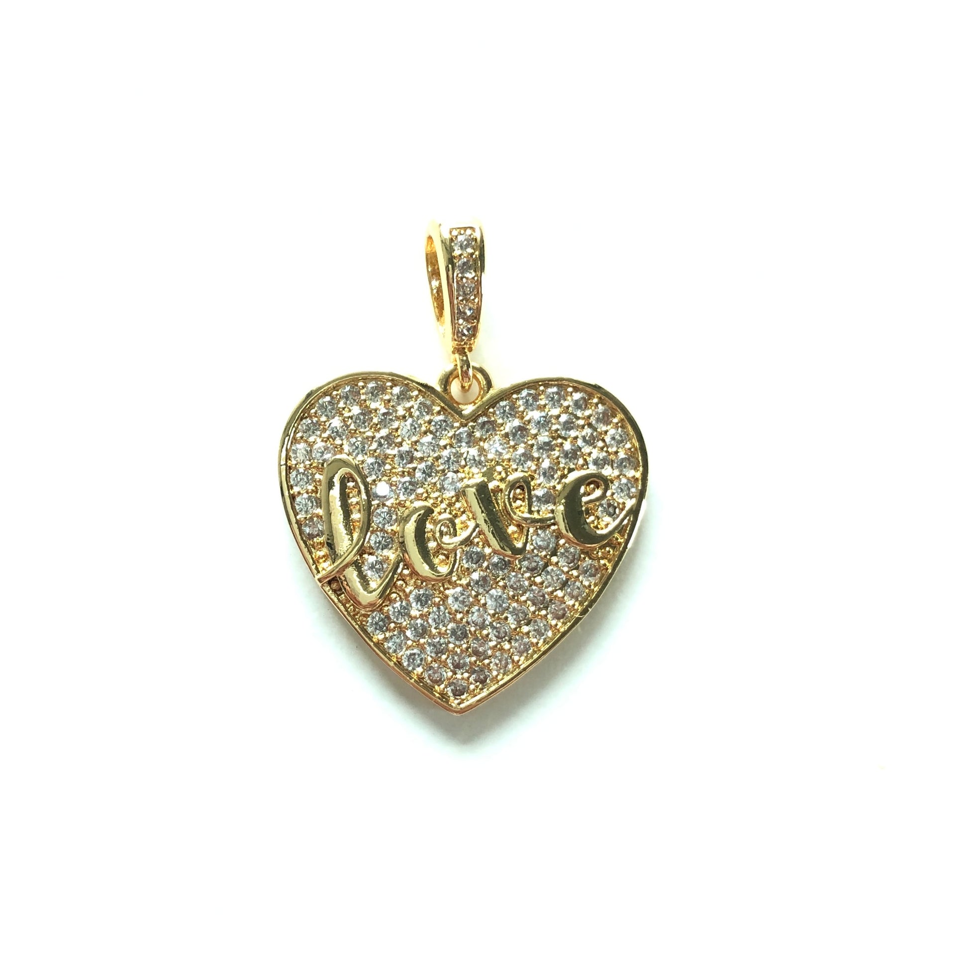 10pcs/lot 25*24mm CZ Paved Love Heart Charms Gold CZ Paved Charms Hearts Love Letters On Sale Charms Beads Beyond