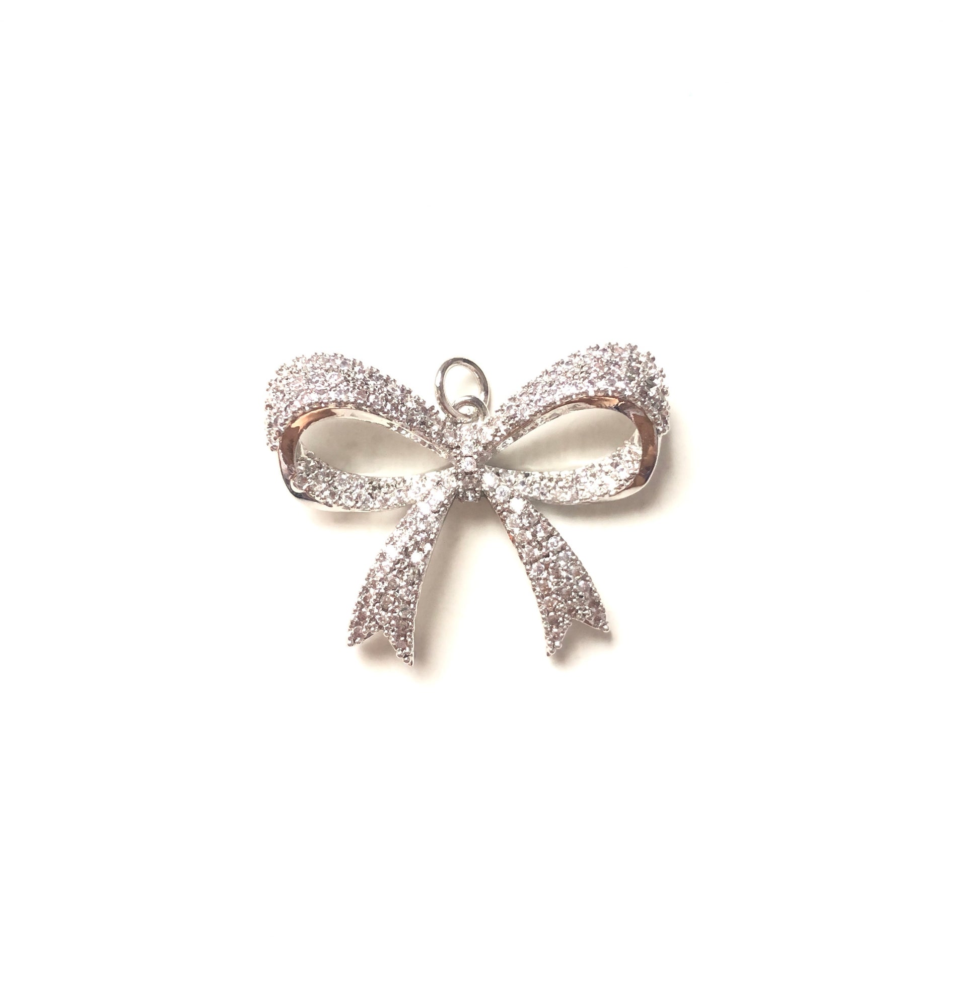 10pcs/lot 28*22mm CZ Paved Bow Tie Charms Silver CZ Paved Charms Bow Ties Charms Beads Beyond