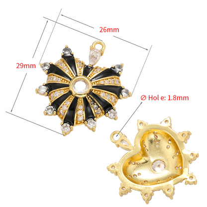 5pcs-10pcs/lot 29*26mm Colorful CZ Pave Enamel Heart Charm Enamel Charms Charms Beads Beyond