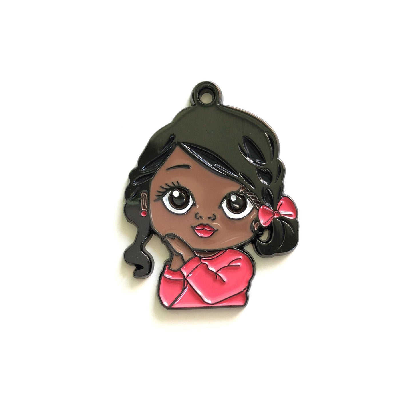 10pcs/lot Cute Little Black Girl Charm Pink Enamel Afro Charms On Sale Charms Beads Beyond