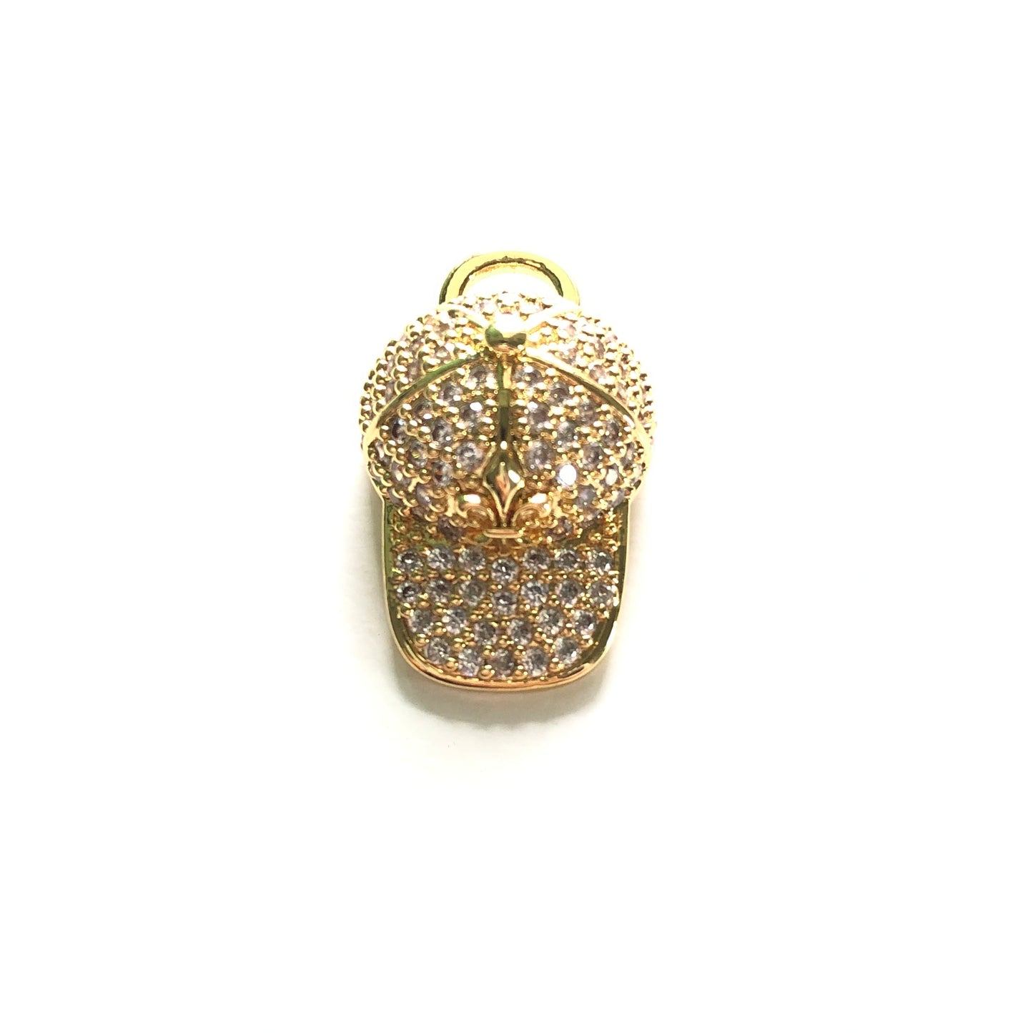 10pcs/lot 25*16mm CZ Pave Fleur De Lis BaseBall Cap Saints Charms Gold CZ Paved Charms Fashion Louisiana Inspired On Sale Charms Beads Beyond