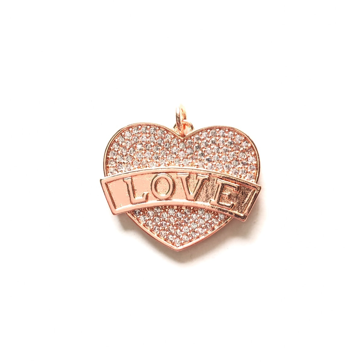 10pcs/lot 24.8*20mm CZ Paved Love Heart Charms Rose Gold CZ Paved Charms Hearts Love Letters Charms Beads Beyond