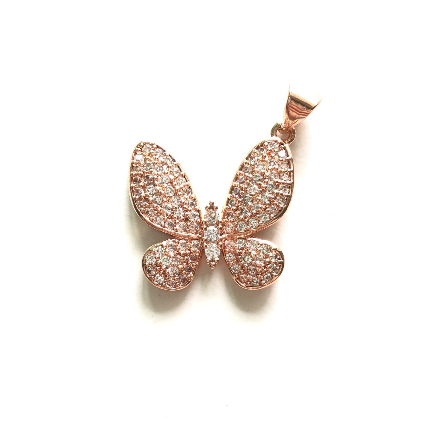 10pcs/lot 20*20mm CZ Paved Butterfly Charms Rose Gold CZ Paved Charms Butterflies Charms Beads Beyond