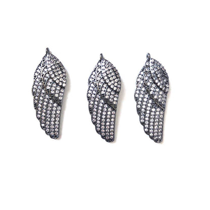 10pcs/lot 31*10mm CZ Paved Wing Charms Black CZ Paved Charms On Sale Wings Charms Beads Beyond