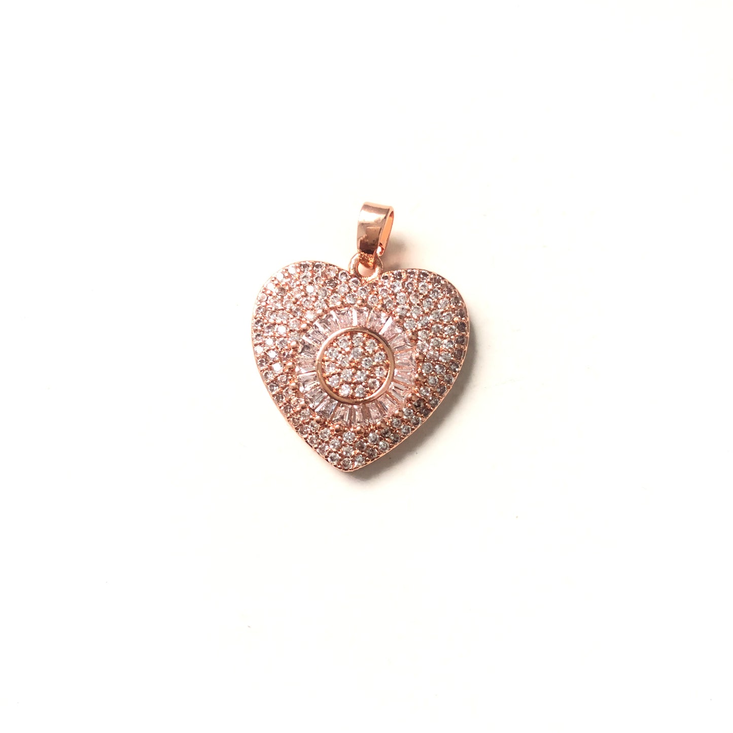 5pcs/lot 24.5*20mm CZ Paved Heart Charms Rose Gold CZ Paved Charms Hearts Charms Beads Beyond