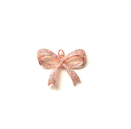 10pcs/lot 28*22mm CZ Paved Bow Tie Charms Rose Gold CZ Paved Charms Bow Ties Charms Beads Beyond